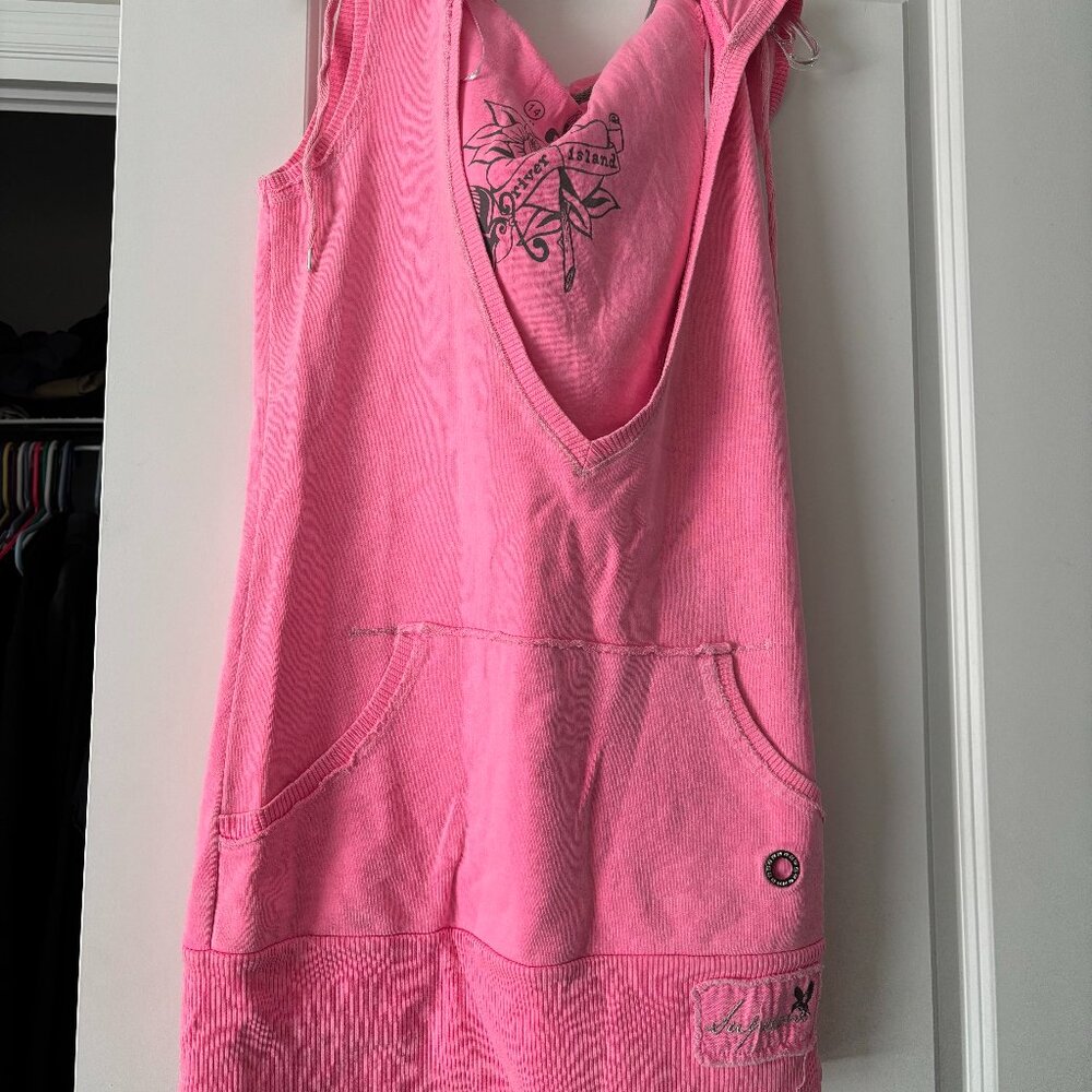 Hot pink hooded sweatshirt dress